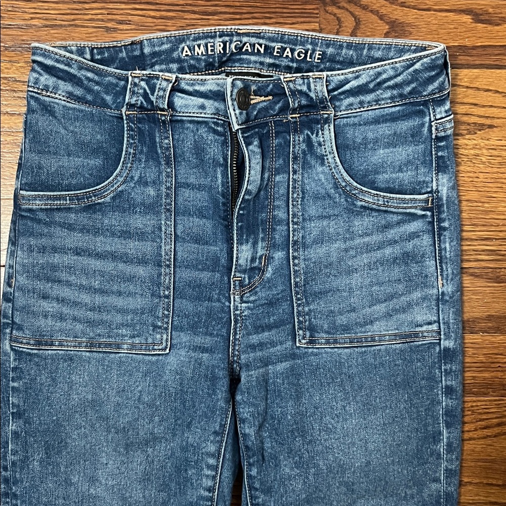 American Eagle Blue Flare Jeans for Women - Picture 2 of 7